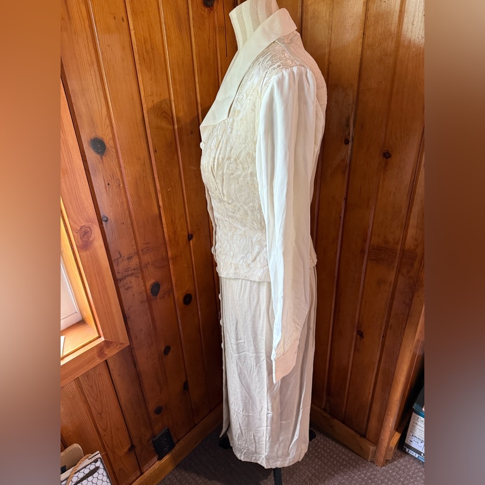 Vintage Miss Scarlet size 6 Elegant Cream‎ Button-Up Dress - Picture 2 of 12